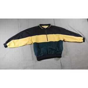 Vintage Cutter and Buck Windbreaker XL Black Yellow Green 1/4 Zip Hong Kong